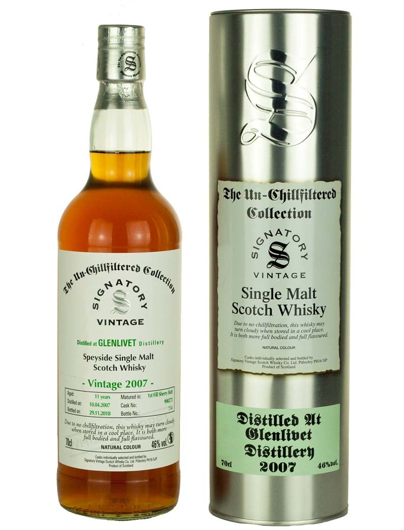 Glenlivet 11 Year Old 2007 Signatory Un-Chillfiltered