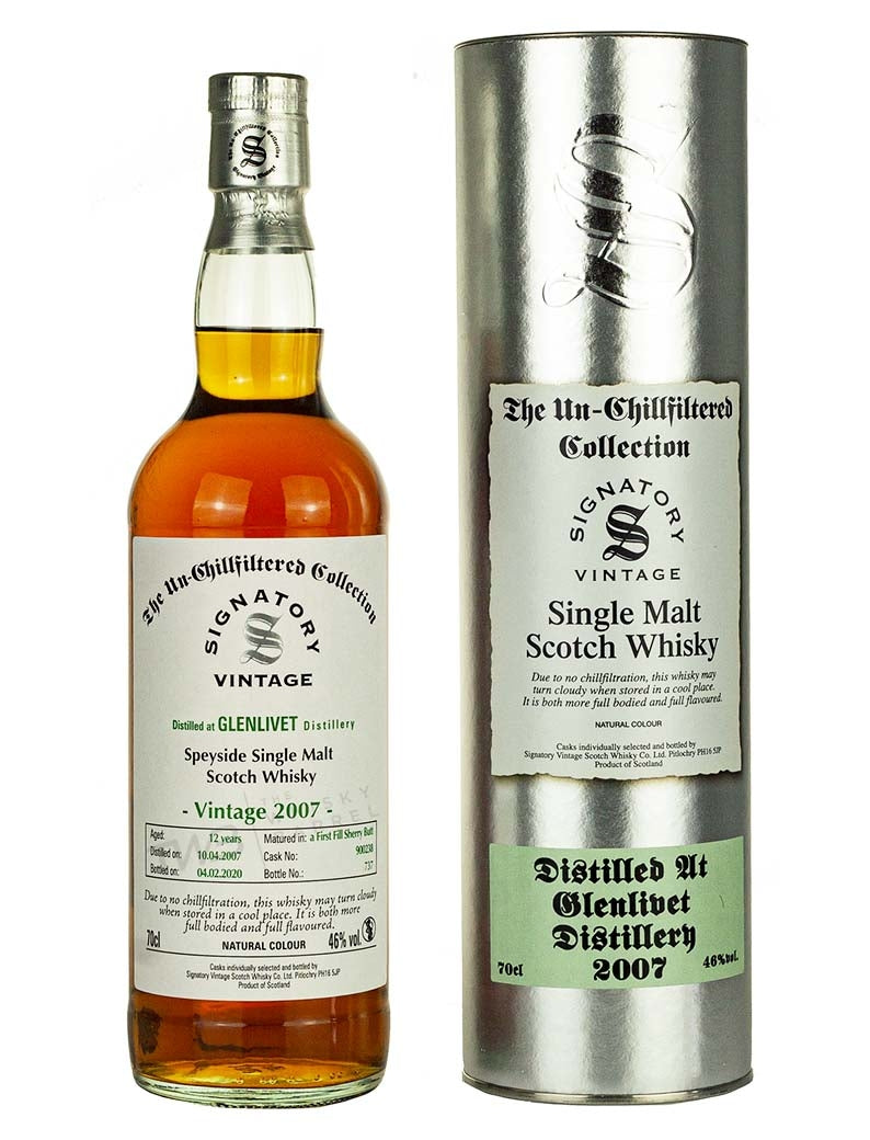 Glenlivet 12 Year Old 2007 Signatory Un-Chillfiltered