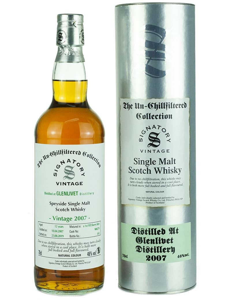 Glenlivet 12 Year Old 2007 Signatory Un-Chillfiltered